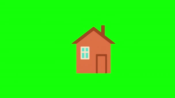 Ikon House Building Animation Animasi Loop Dengan Kanal Alfa Layar — Stok Video