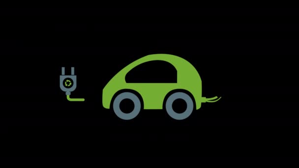 Eco Car Icon Animation Vehicle Loop Animation Alpha Channel Green — Stock Video