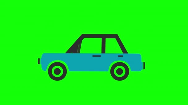 Car Icon Animation Vehicle Loop Animation Alpha Channel Green Screen — Stock Video