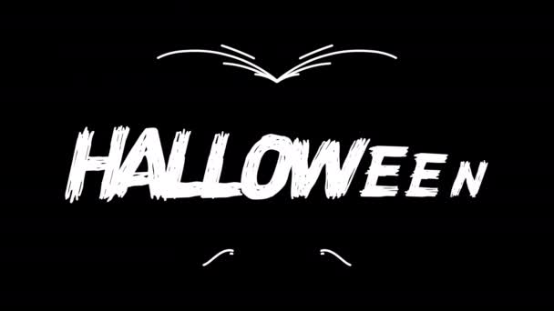 Glad Halloween Titel Text Blommig Ram Rörelse Grafik Video Transparent — Stockvideo