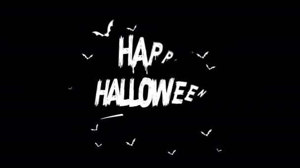 Feliz Título Halloween Texto Outubro Com Bat Motion Gráficos Vídeo — Vídeo de Stock