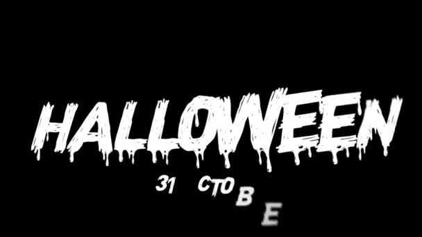 Feliz Título Halloween Texto Octubre Movimiento Gráficos Video Fondo Transparente — Vídeo de stock