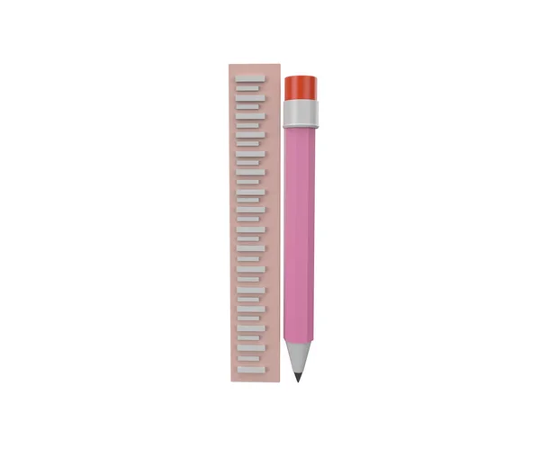 Illustration Minimal Pencil Ruler Icon Education Concept — Stock Photo, Image