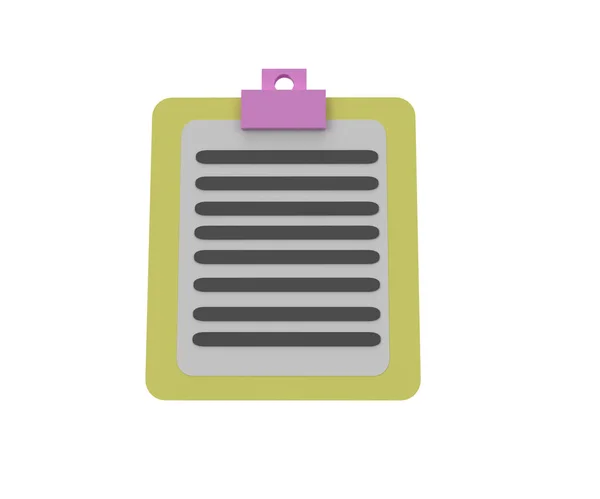 3d Illustration Clipboard with sheets of paper, document icon, notes, and report.