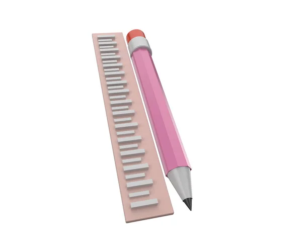 Illustration Minimal Pencil Ruler Icon Education Concept — Stock Photo, Image