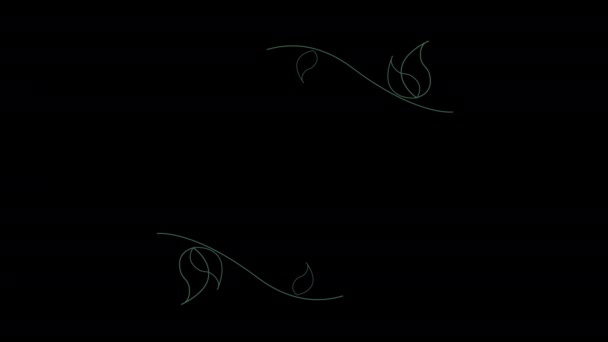 美しいアニメーション花の装飾アートテキストフレームアルファチャンネル付き 結婚式のタイトル コピースペース — ストック動画