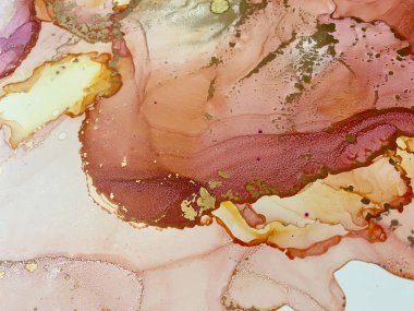 Pembe ve altın kaplamalı soyut sıvı turuncu arka plan