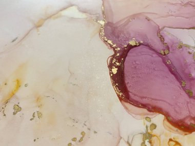 Pembe ve altın kaplamalı soyut sıvı turuncu arka plan