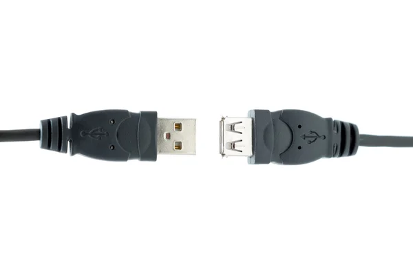 Conectores USB conectados aislados sobre un fondo blanco —  Fotos de Stock