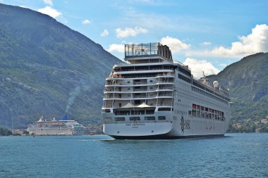 Kotor Körfezi 'nde gemi msc Armonia