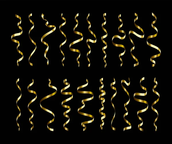 Σετ Από Χρυσό Serpentine Μαύρο Φόντο Στο Διάνυσμα Eps — Διανυσματικό Αρχείο
