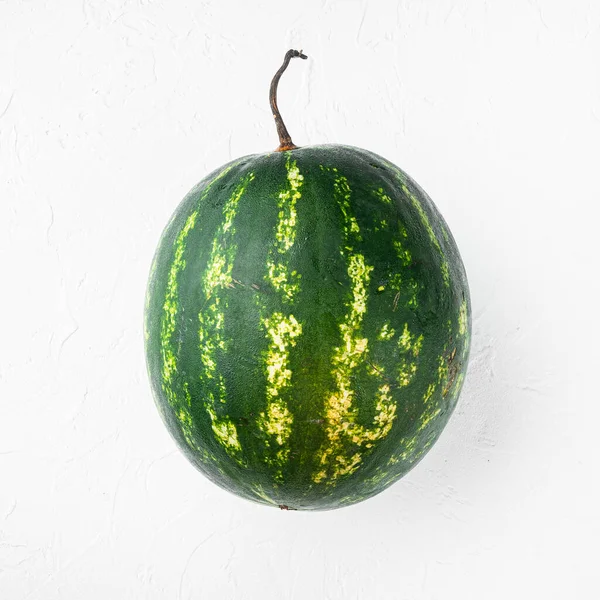 Watermelon Fruit Berry Set White Stone Table Background Square Format — Stock Photo, Image