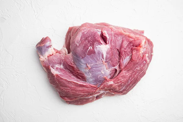 Raw Pork Cutlet Steak Piece Raw Meat Ready Preparation Set — Stock Photo, Image