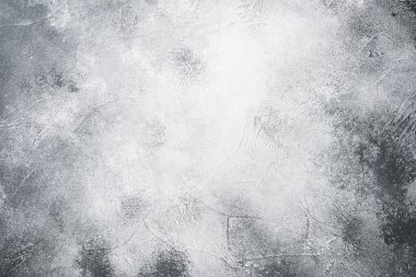 Grunge doku arka plan seti, üst görünüm düz yatay, metin veya yiyecek gri taş masa arkaplanı için kopyalama alanı
