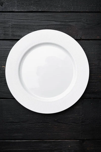 Porcelana Pusty Biały Talerz Zestaw Miejsca Kopiowania Tekstu Lub Żywności — Zdjęcie stockowe