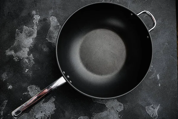 Pan Met Handvat Wok Set Met Kopieerruimte Voor Tekst Voedsel — Stockfoto