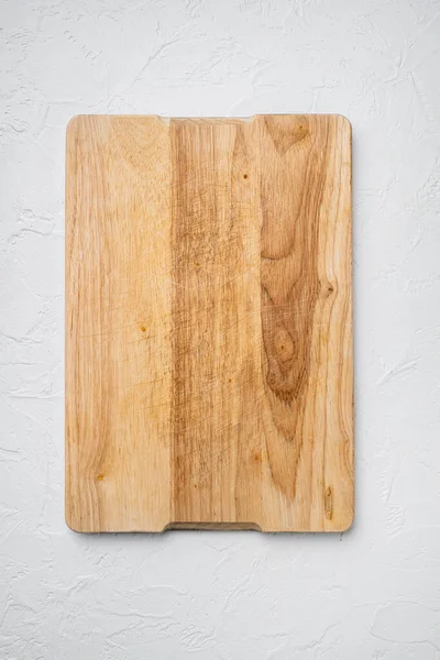 Wooden Cutting Board Set White Stone Table Background Top View — Stock Photo, Image
