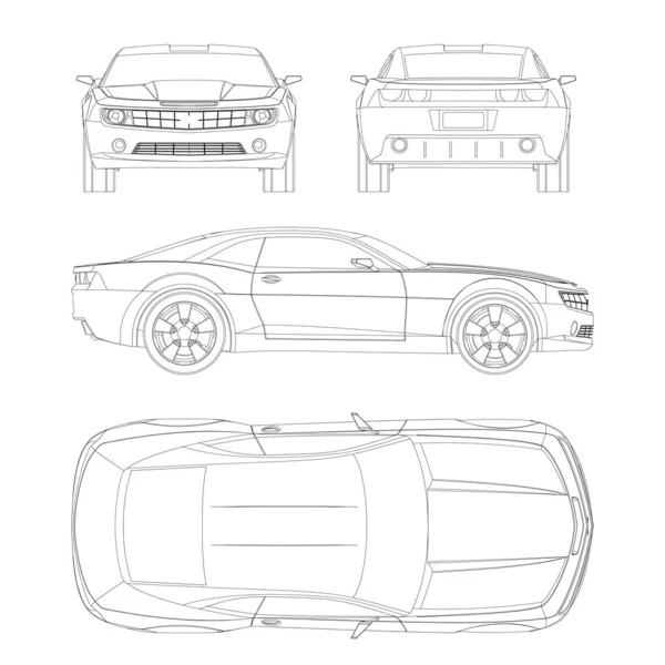 Šablona Vektoru Sportovního Auta Plán Sportovního Auta Auto Bílém Pozadí — Stockový vektor