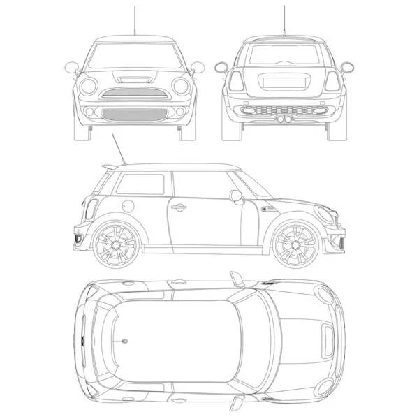 Esquema Carro Cidade Modelo Carro Compacto Branco Para Branding Publicidade — Vetor de Stock