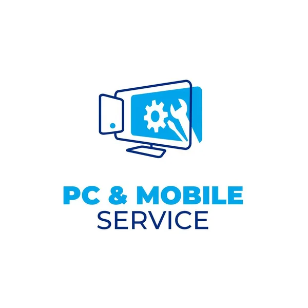 Logodesign Für Computer Und Smartphones Illustration Von Smartphone Und Computerbildschirm — Stockvektor