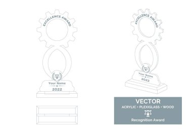 Gear Trophy Vektör Şablonu, Mühendis Ödülü Ayırma Ödülü, Mekanik Tanınma Ödülü