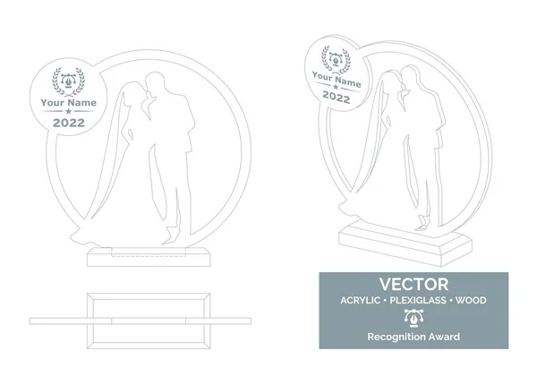 Wedding Trophy Vector Template Bride Groom Trophy Template — Stock Vector