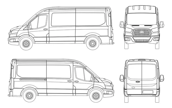 Araba Markalaştırma Reklam Için Van Vektör Şablonu Hafif Ticari Minibüs — Stok Vektör