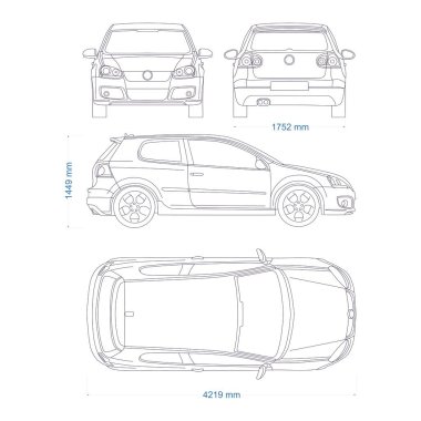 Araba plânı. Markalaşma veya reklam için boş küçük araba şablonu. 