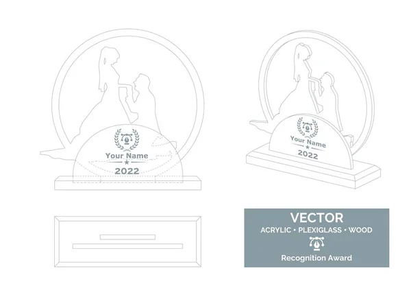 Wedding Trophy Vector Template Bride Groom Trophy Template — Stock Vector