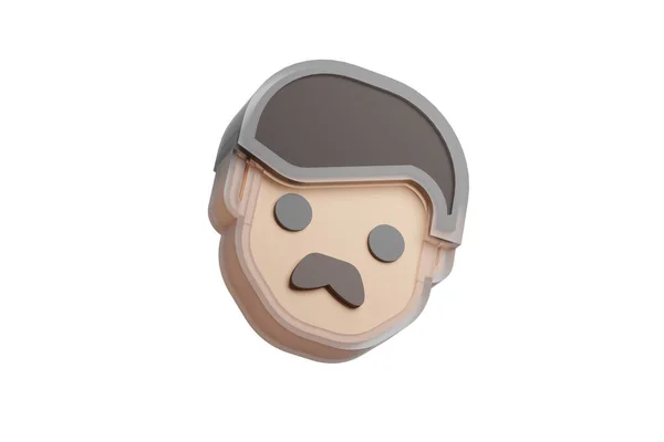 Isolerad Vuxen Man Mustasch Avatar Emoji Man Karaktär Ansikte Render — Stockfoto