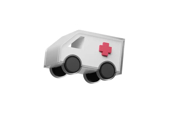 Geïsoleerde Ambulance Spoedeisende Patiënt Ziekenhuis Voertuig Render Illustratie Witte Achtergrond — Stockfoto