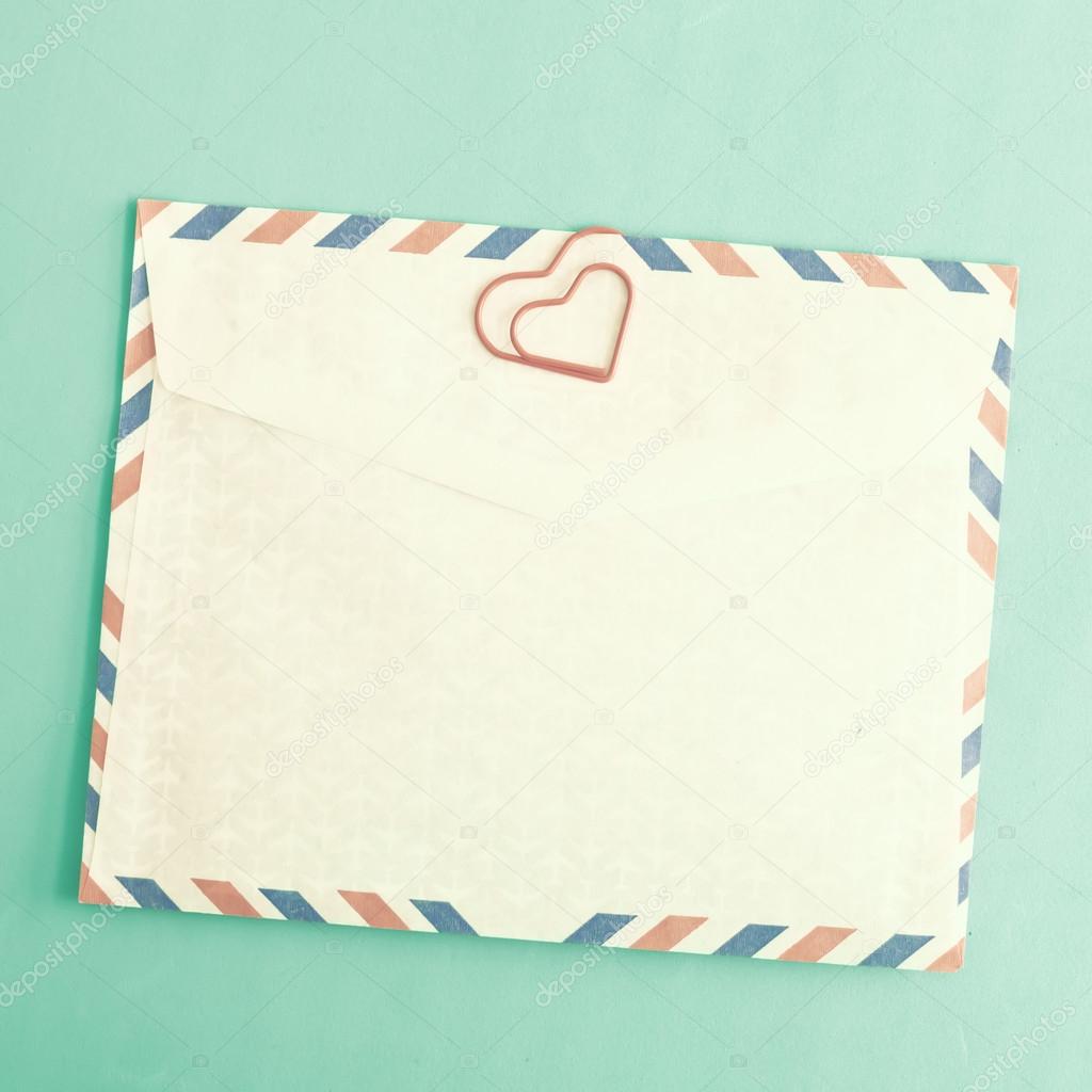 Heart clip and vintage envelope