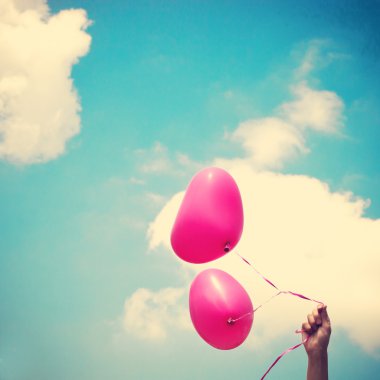 vintage mavi gökyüzü Kalp balonlar