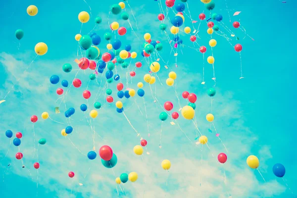 Colored balloons in flight — Stock Photo, Image