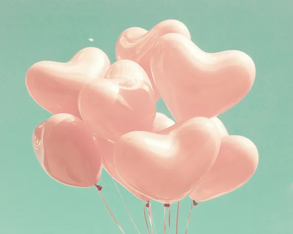 Love Balloons on Mint Sky — Stock Photo, Image