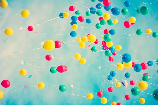 Color Balloons over Turquoise Sky — Stock Photo, Image