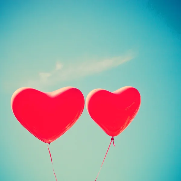 Retro love balloons on sky — Stock Photo, Image