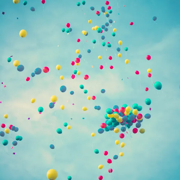 Color Balloons over Turquoise Sky — Stock Photo, Image