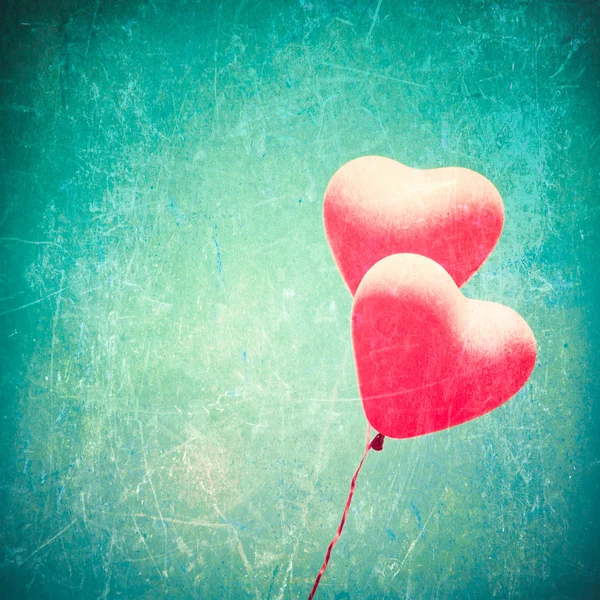 Heart Balloons in Vintage Sky — Stock Photo, Image