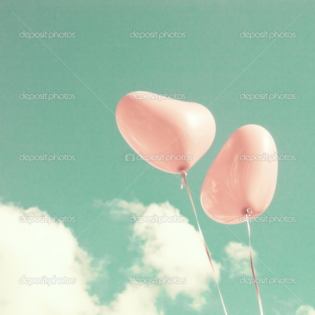 Love Balloons on Mint Sky