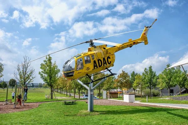 Serviço Visitantes Aeroporto Municn Helicóptero Adac Munique Alemanha Setembro 2018 — Fotografia de Stock
