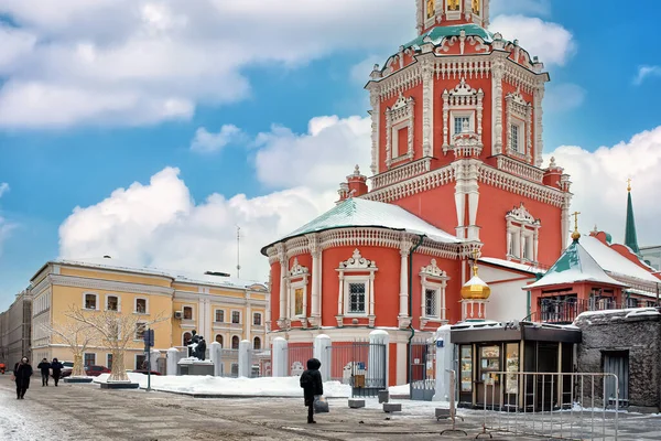 Old Church Winter Moscow Street Decorated Christmas Motion Blur Soft — Stock Photo, Image