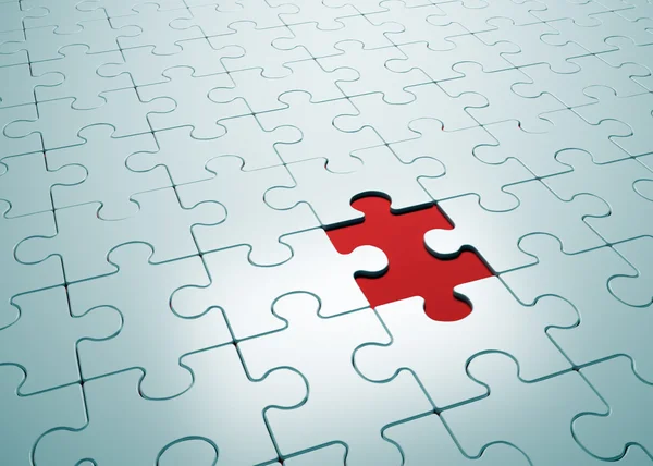 Puzzle game with missing piece — Stock Photo, Image