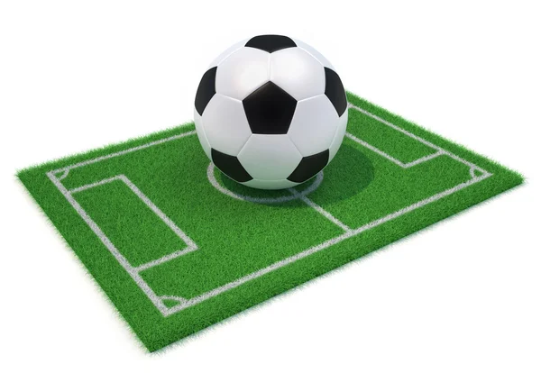 Football field and ball — Stock Photo, Image