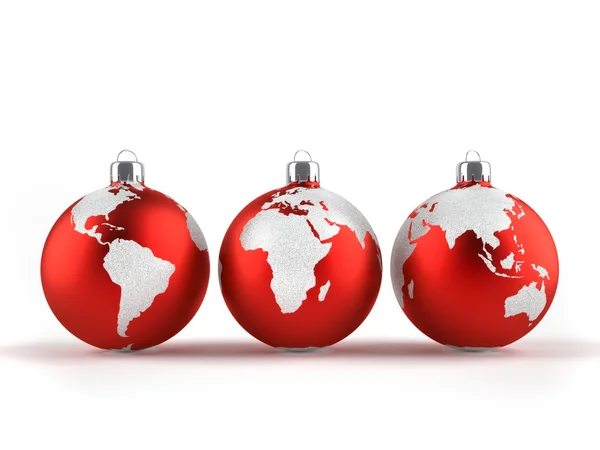 Christmas ornaments with world maps — Stock Photo, Image