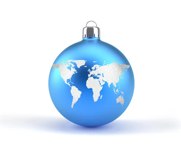 Christmas ornaments with world map — Stock Photo, Image