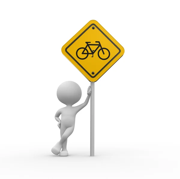 Yellow road sign - bicycle — Stock Photo, Image