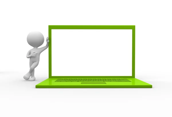 Groene laptop — Stockfoto