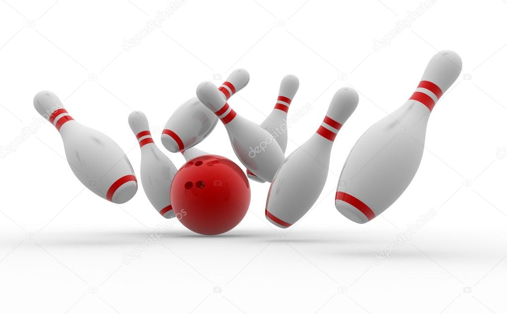 Bowling ball crashing into the pins 