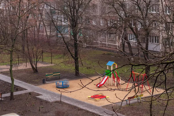 Мариуполь Украина Войны Мирное Время Жилой Двор Детской Площадкой — стоковое фото